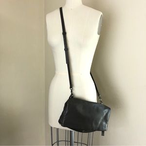 Skagen Gray Leather Flap Zip Crossbody Purse Snap